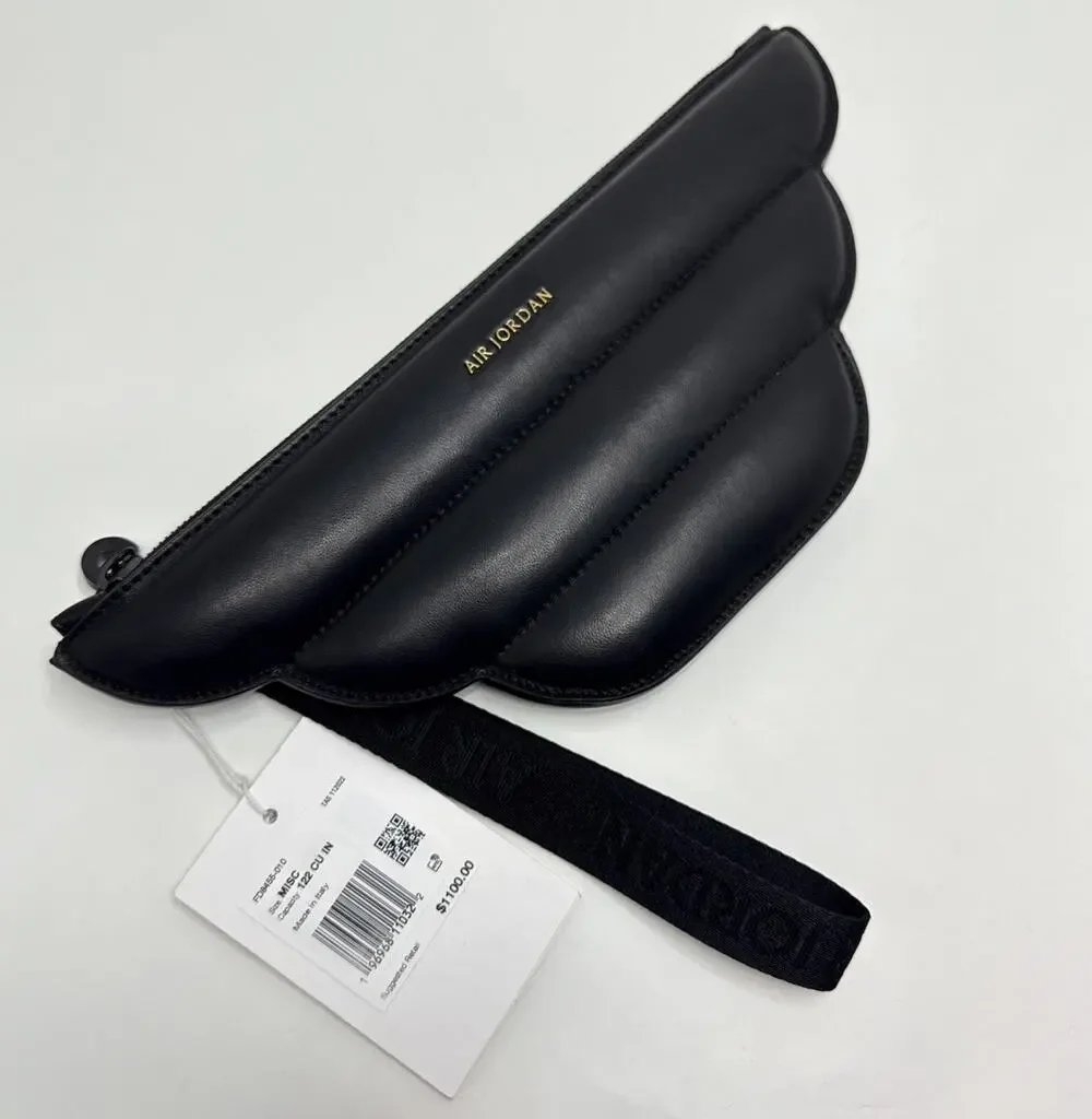 Air Jordan Wings Leather Pouch Clutch Bag with Wrist Strap, MADE IN ITALY